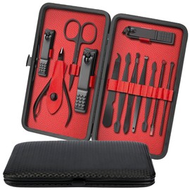 iSOUL Nail Clippers Manicure Set 12Pcs Male/Female Stainless Steel Professional Nail Clipper Set Stainless Steel Grooming Kit for Thick Nails Cuticle Remover Toe Nail Toenail Care Cutter Pedicure