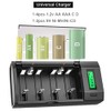 4 Packs Rechargeable C Size Batteries with Charger, Universal LCD