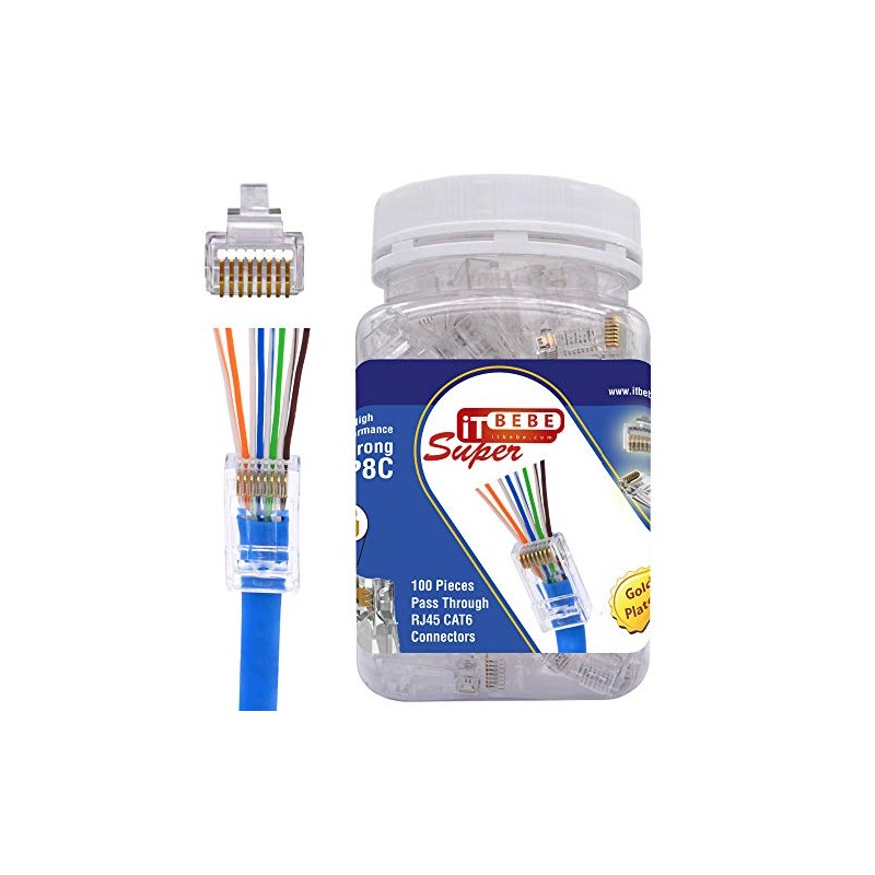 ITBEBE Paquete de 100 Conectores RJ45 de Paso A Través