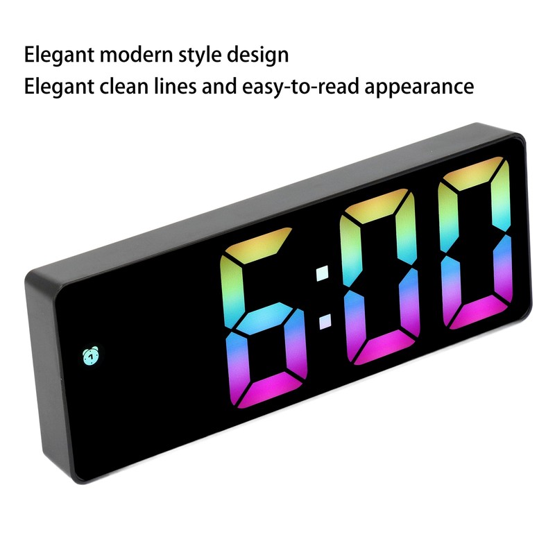 Colorful LED Digital Alarm Clock Large LED Screen Electronic Alarm