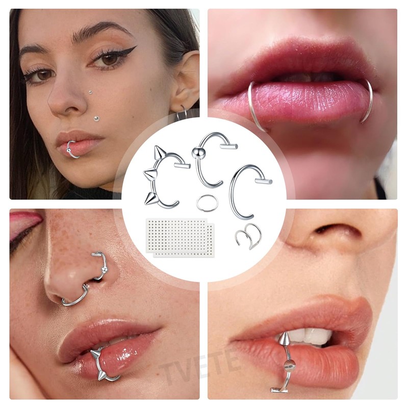 Sticker Earrings, Set of 9, Fake Mouth, Fake Earrings, Sticker
