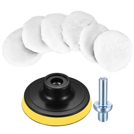 Car Polishing Pads Polishing Buffer Pads Professional Wool Polishing Pads Car Buffer Polisher Kit with Drill Adapter for Car Furniture Sanding, Polishing Waxing Sealing Glaze (80mm)