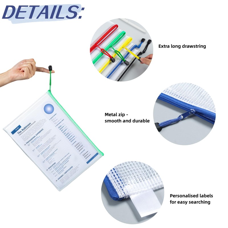 12Pcs Plastic Wallets B4 Zip Lock Folders, Waterproof Document Wallet
