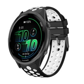 Garmin forerunner 570 47mm 用 バンド 時計バンド 防水時計替えベルト シリコン製 交換ベルト SpinoArmor 通気 柔らかい 防水 軽量 耐衝撃 防汗 男女兼用 付け替え簡単（ブラック+ホワイト）