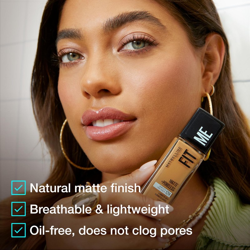 Maybelline Fit Me Matte + Poreless Liquid Oil-Free Foundation Makeup,