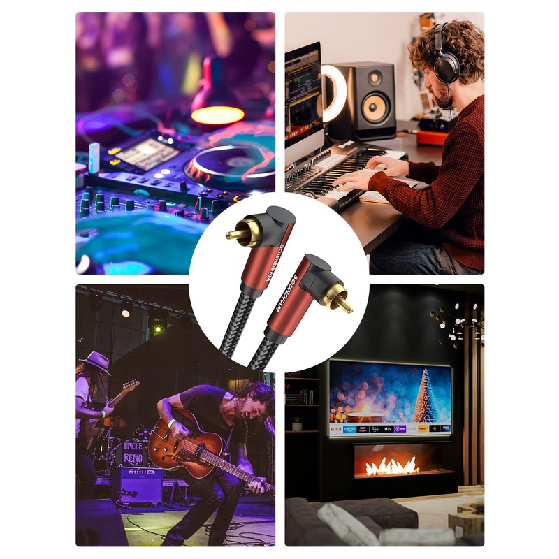 SOUNDFAM Dual 90 Degree RCA Cable Right Angle Subwoofer Cable