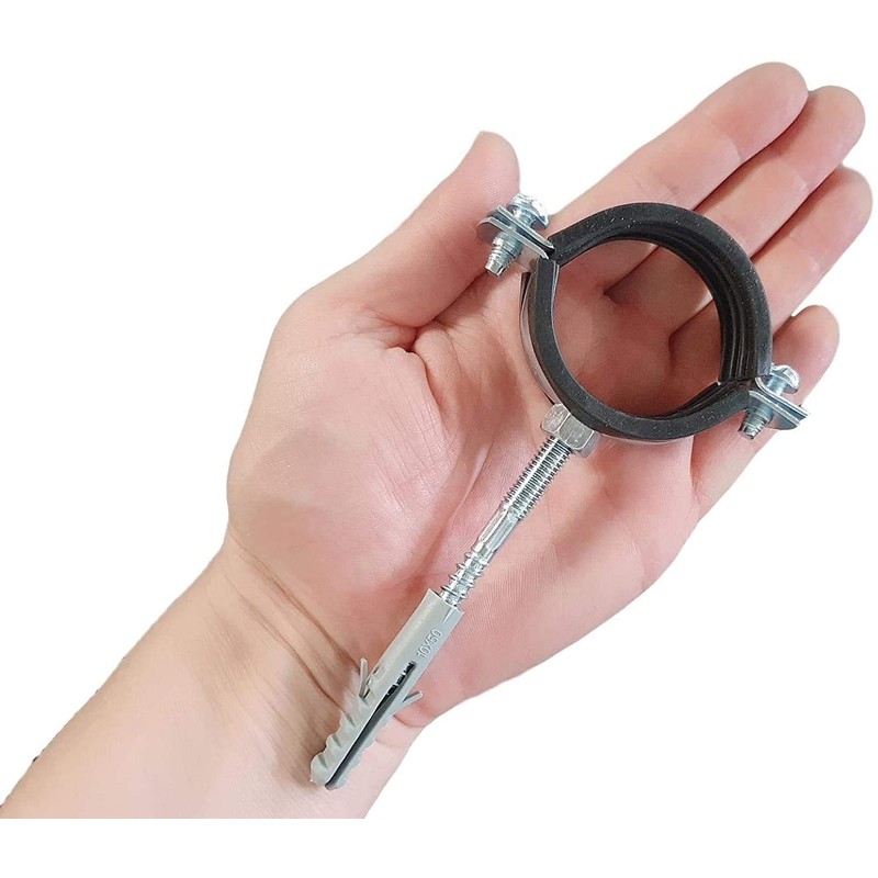 Pack of 2 Anti-Vibration Single Metal Pipe Brackets Clamps Rubber