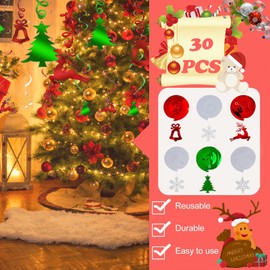 Christmas Ceiling Decorations, Christmas Decorations, 24/30 Pcs Xmas Decorations for Xmas Party Ceiling Christmas Hanging Decorations (Random Color)