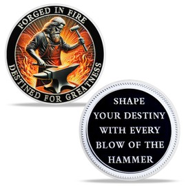 BHealthLife Blacksmith Hammer Challenge Coin - Forged in FIRE Motivational Coin - Novelty Medallion for Staff Office Decor Inspirational Gifts for Women Men Coworkers Employees Friends