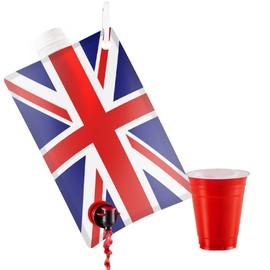 Union Jack Flag Party Flask:2 liter British Flag Flasks Make the Perfect Drink Dispenser for Your St Georges Day or Guy Fawkes,Bonfire Night Party Supplies,Football, Cricket,or Rugby Parties and More