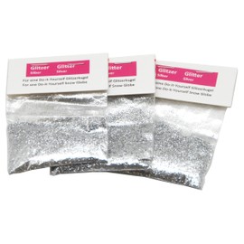 SNOWGLOBE for you - DO IT YOURSELF 3 x Silver Glitter for Snow Globe / Glitter Globe for Crafts for Snow Globe Craft Kit 40062