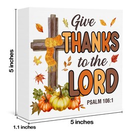 Autumn Fall Decor Thanksgiving Sign Give Thanks to the Lord Scripture Wooden Box Sign Christian Thanksgiving Home Kitchen Decor