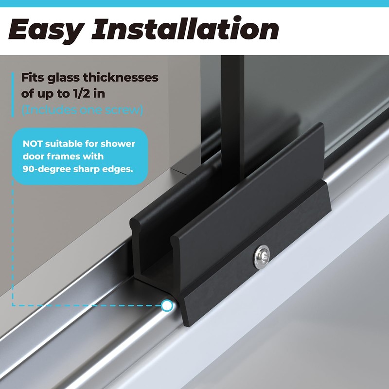 PalpitateC Black Sliding Shower Door Bottom Guide with Screw fits
