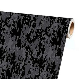 Sky Auto INC Digital Black Gray Camouflage Vinyl Car Wrap Film Sheet + Free Cutter & Squeegee (2FT x 5FT/24" x 60")
