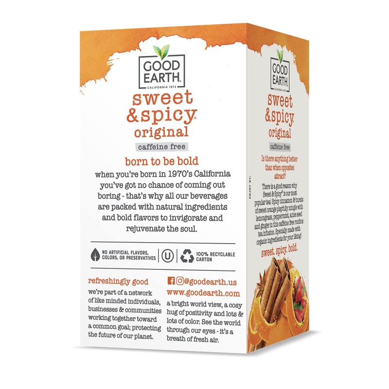 Organic Sweet & Spicy Herbal Caffeine Free Good Earth Teas