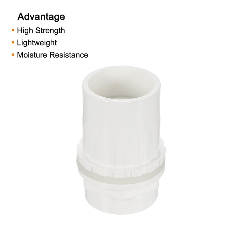 PATIKIL 50mm/2" PVC Water Tank Pipe Connector, Coupling Fitting Adapter