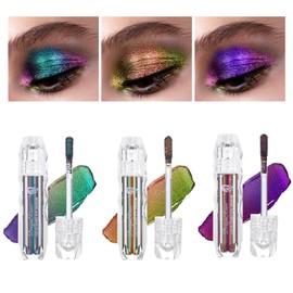 YIBABY 3 Colors Chameleon Liquid Eyeshadow Set, Multi-Dimensional Highly Pigment Eye Looks, Multi-use Metallic Eyeshadow & Lip Makeup, Quick Drying, Sparkling Shiny Eye Makeup