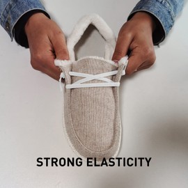 UamGlsob 2 Pairs Elastic Flat Shoe Laces Replacement Laces for Hey Dude, Flat Shoelaces,Shoe Strings Replacement for Hey Dude, White, 13Inch