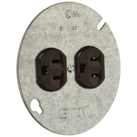 Leviton Duplex Receptacle, Commercial Specification Grade, Mounted to 4" Cover, 15 Amp, 125 Volt, Side Wire, NEMA 5-15R, 2-Pole, 3-Wire, 5042, Black