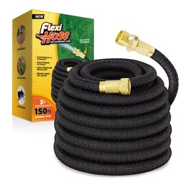 Flexi Hose Lightweight Expandable Garden Hose, 150FT -Retractable Garden Hose, Water Hose - No-Kink Flexibility, 3/4 Inch Solid Brass Fittings and Double Latex Core
