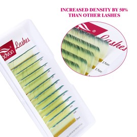 Easy Fan Color Volume Eyelash Extensions Yellow Green 0.07mm C Curl 15-20mm FADVAN 2 Color Lashes Individual Extensions 3D-10D Russian Self Fanning Volume Eyelash (Yellow Green 0.07-C, 15-20)