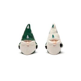 Excelsa Green Winter Set Sale e Pepe in Ceramica, Gnomi Natalizi Decorativi, 2 Pezzi