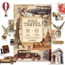 400+ Travel Scrapbook Supplies Kit - Vintage Passport Stickers & Pre-Cut Washi Stickers for Journaling, Global Destinations, Bullet Journals | Junk Journal Accessories | Global Destinations Themes