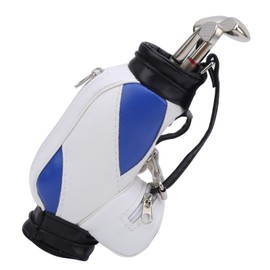 Bag Pencil Holder, Mini Pens Holder with Pen for Desk Decoration Golfer Friends Fans(Blue & White)