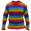Gheri Colorful Knitted Multicolor Wool Sweater Black Striped Rainbow Large