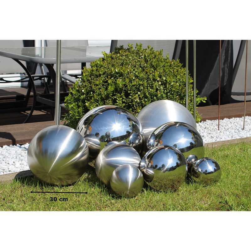 Stainless Steel Decorative Ball Large Matt Diameter 30 cm Garden