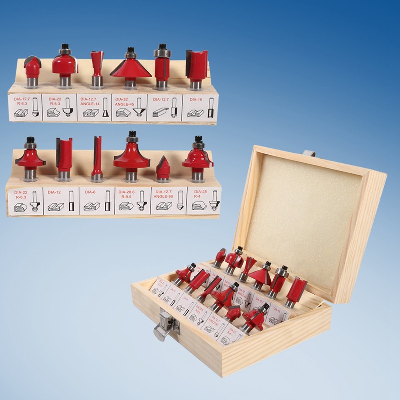 12pcs 8mm Shank Cemented Carbide Router Bit Woodworking Cutter Bit