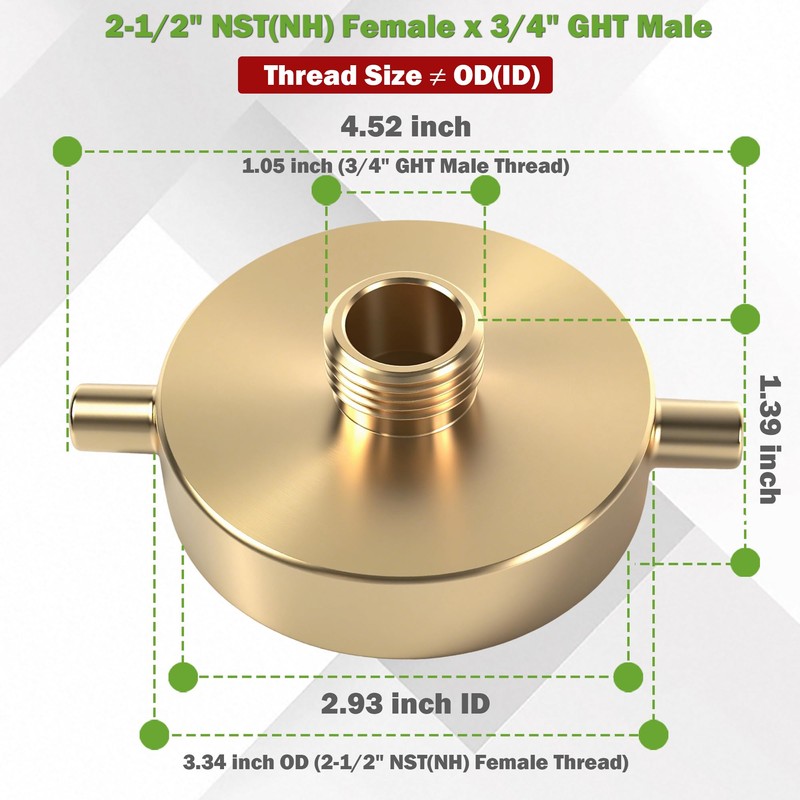 SpringSpray 2-1/2" NST (NH) Female x 3/4" GHT Male Brass