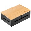 Bamboo Cable Management Box with Magnetic Lid & Ties -