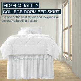 Dorm Room Bed Skirt Twin XL-College Dorm Bed Skirt-Extra Long Dorm Room Bed Skirt-College Dorm Bed Skirt 30 Inch Drop-100% Microfiber Bed Skirt-White Dorm Bed Skirt(Twin XL/30 Drop)