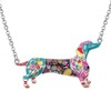 DUOWEI Cute Dachshund Gifts Floral Enamel Dachshund Necklace Pendant Keepsake