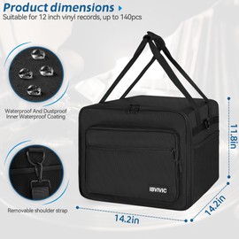 IBVIVIC Vinyl Carrying Bag Album Storage Case Hold 140Pcs Lp Vinyl Oxford Vinyl Record Case For Travel, Collection