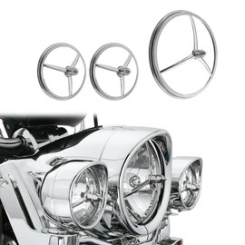 VINTGMT Motorcycle Headlight Trim Ring Chrome 7" Headlamp Trim Ring Cover& 4 1/2" Fog Light Trim for Harley Touring Street Glide Road King Electra Glide Road Glide