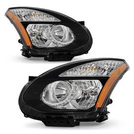 ADCARLIGHTS for 2008 2009 2010 2011 2012 2013 Nissan Rogue Headlight Assembly Compatible with 2004 2005 Nissan Rogue Select Headlamp with Clear Lens Black Housing Amber Reflector Replacement Pair