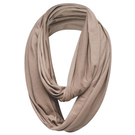 Plain 50% Cotton Blend Jersey Snood Scarf, Beige