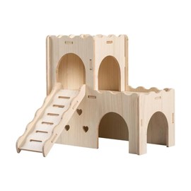 TOKAYIFE Hamster House, Wooden Pet Small Animal Hideout Hut, Natural Living House Cage Décor for Syrian Hamsters Dwarf Hamster Gerbil Rat Chipmunk (MZ-135)