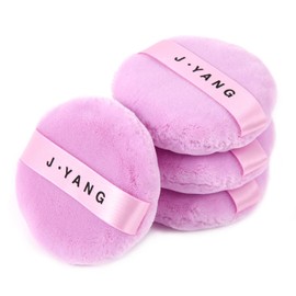J.YANG 3 Inch Color Powder Puff Washable Large Body Powder Puff Velour Body Powder Puff Soft & Furry 6PCS (Purple)