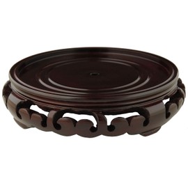Red Lantern Rosewood Carved Pedestal Stand - (Size 9.5 in. Base Diameter)