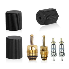 getfay 7 PCS Air Conditioning Valve Core Kit, Air Conditioning System Repair Kit, Air Conditioning Pipeline Valve Core Seat, Valve Core Sealing Cap, Universal for Cars (Black)