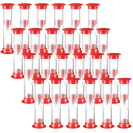 24 Pcs 1 Minute Sand Timer Kids Timer Red Hourglass Timer Sandglass Clock for Kids Games Toothbrush Sand Timer Acrylic Covered Hourglass Timer for Classroom School Home Kitchen Office