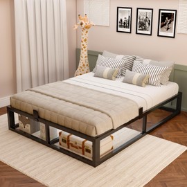 Bilily 12 Inch Full Bed Frame with Steel Slat Support, Low Profile King Metal Platform Bed Frame Support Mattress Foundation, No Box Spring Needed/Easy Assembly/Noise Free