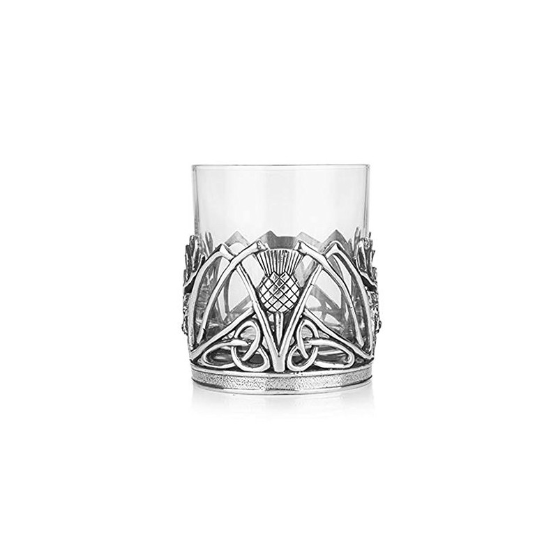 AE Williams Stunning Pewter Stag & Scottish Thistle Whisky Tumbler