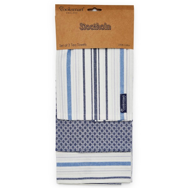 Cooksmart British Designed Pack of 3 Tea Towels | Luxury