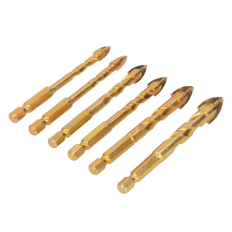 6Pcs Cross Spearhead Drill Bit Carbide Hex Shank Drilling Tool