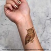 4 x 'Brown Owl' Temporary Tattoos - Water Resistant, Skin-Safe,