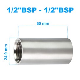 ERGAOBOY 2 Pieces 50 mm 1/2 Inch Internal Thread x 1/2 Inch Female Thread BSP Nipple Cast Pipe 304 Stainless Steel Pipe Fittings